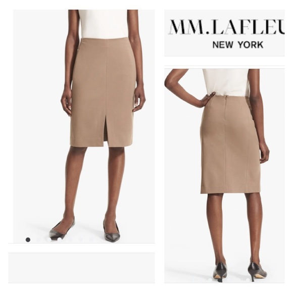 MM. LAFLEUR Greenpoint Pensil Skirt With Front Slit In Camel Color Size 4 - Picture 2 of 9